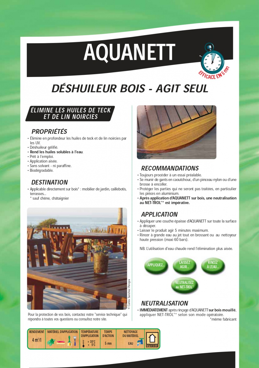 Fiche Aquanett - Déshuiler bois fiches