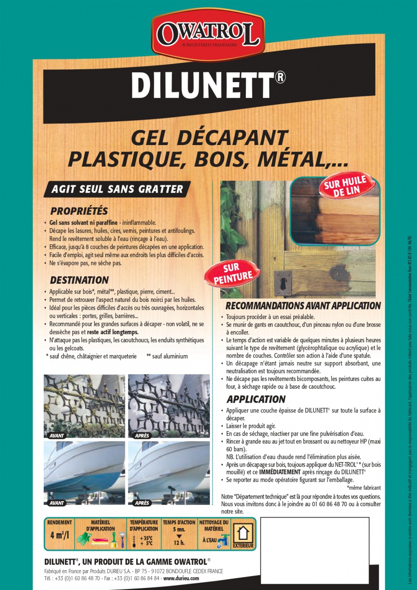 Fiche Dilunett - Plastique, Bois, Métal