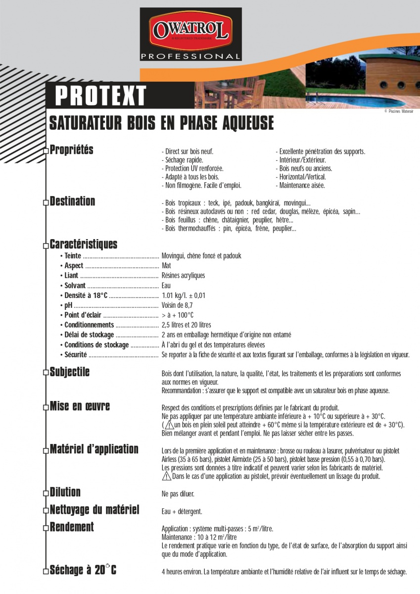 Fiche Protext - Saturateur bois